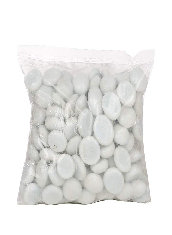 LuckymordenGlass Decorative Pebbles Stones for Outdoor Garden Aquarium and Vase Fillers (Milky White, 500Gram 55Pcs) - Image 3